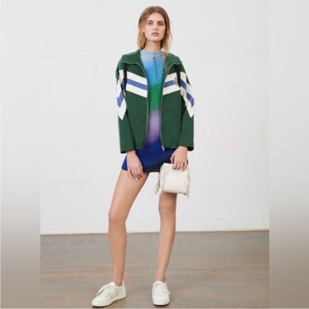 Maje Jacket Baneli Windbreaker Striped in Green